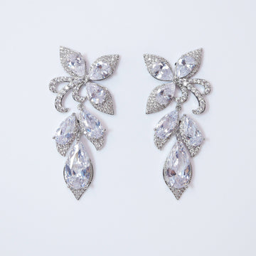 Swarovski Crystal Enchanted Floral Vine Leaves Earrings, Bridal Jewelry, Bridal Earrings, Crystal Bridal Earrings, Statement Earrings Cz